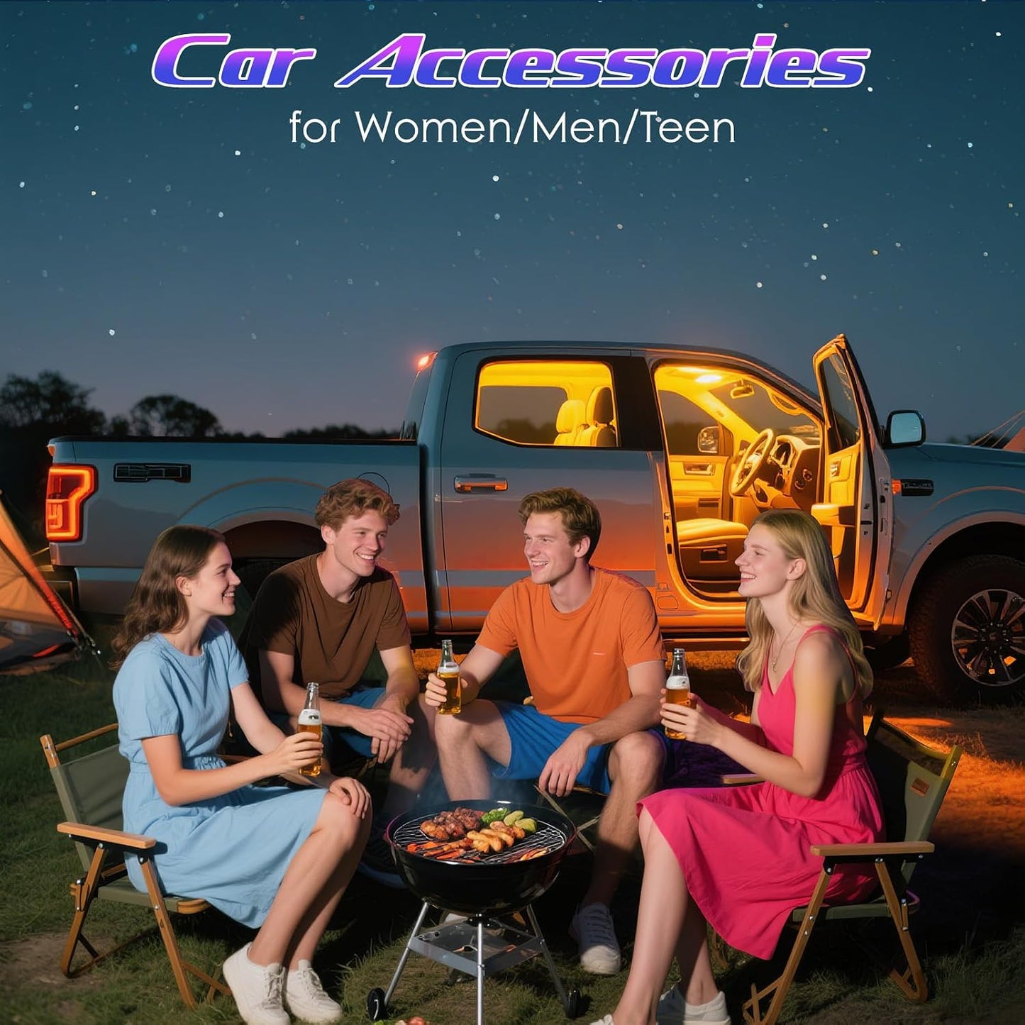 Led Lights Car Accessories Interior, APP Control, USB Port Color Change Lights