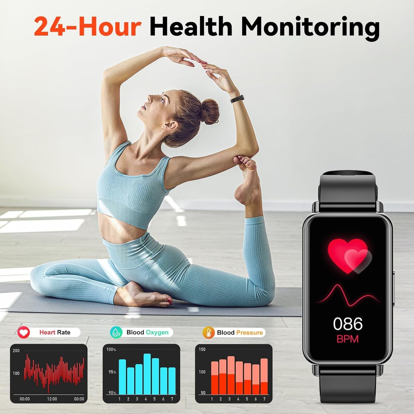 Fitness Tracker (Answer/Make Calls), 1.47" Smart Watch, 24/7 Heart Rate, 100+ Sports Modes