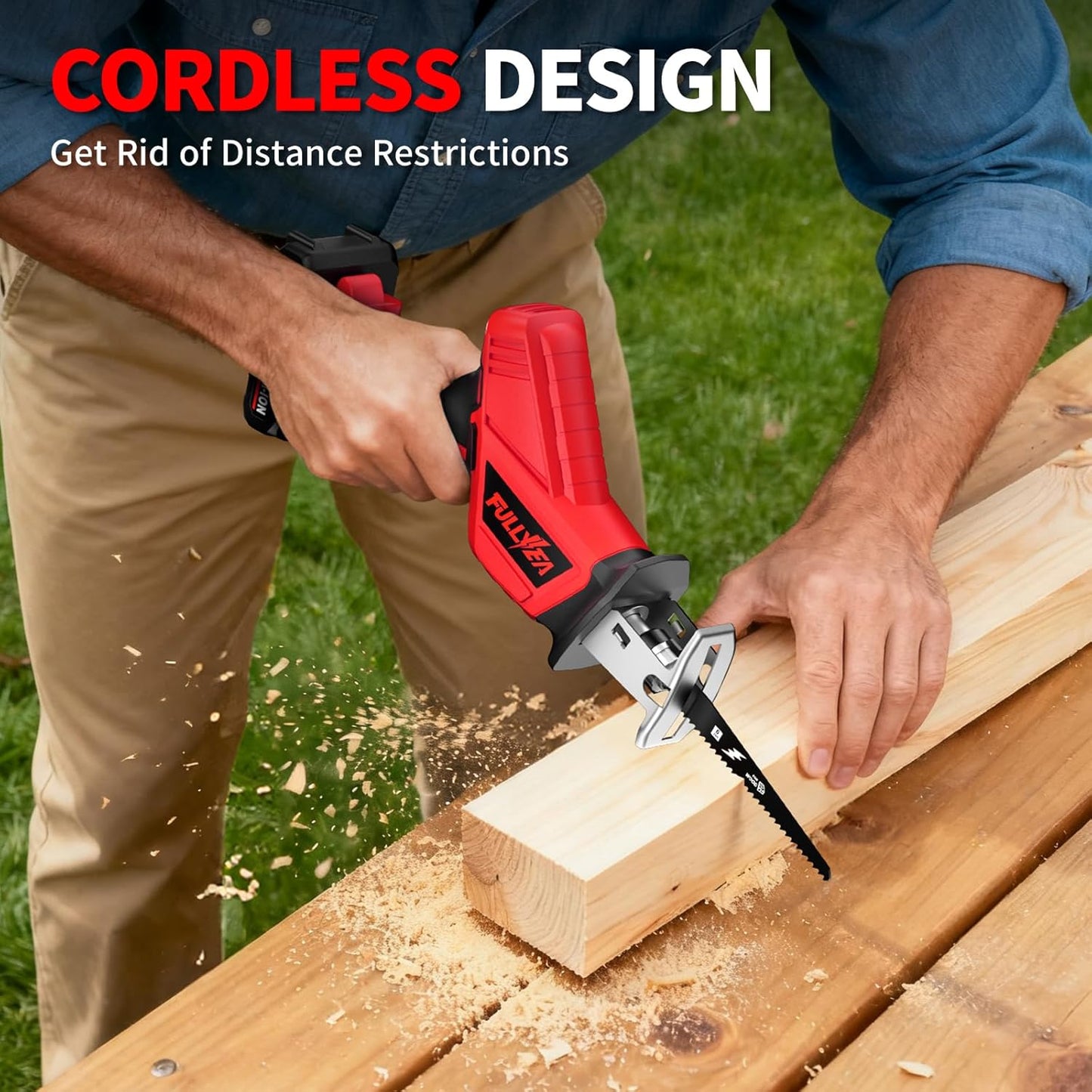 Reciprocating Saw Cordless, 0-3500SPM Variable Speed 2*2.0Ah Battery &amp; 4 Saw Blades
