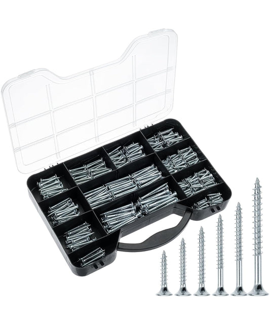 Wood Screws Kit, 456 pcs, Phillips Tips, Wood Screws, 6 Sizes (2”, 1-1/2”, 1-1/4”, 1”, 3/4”, 1/2”)