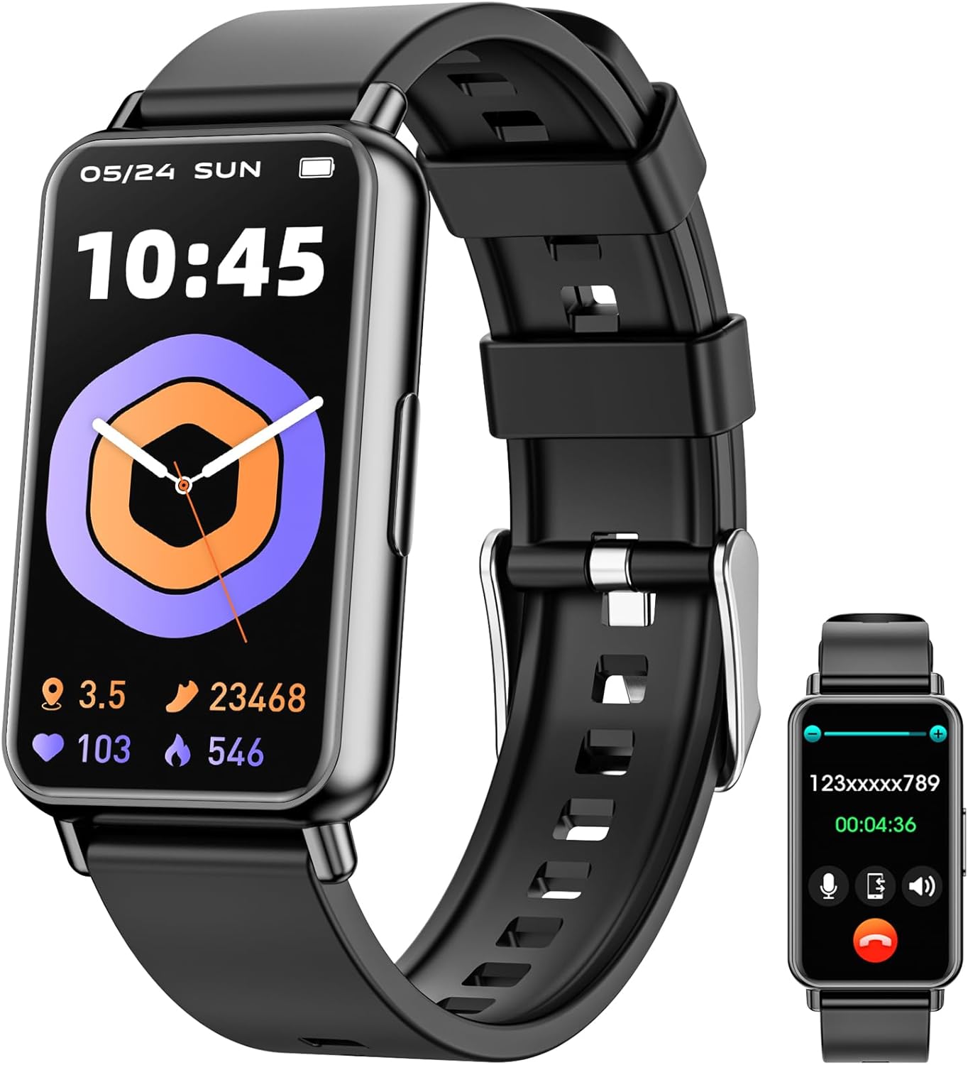 Fitness Tracker (Answer/Make Calls), 1.47" Smart Watch, 24/7 Heart Rate, 100+ Sports Modes