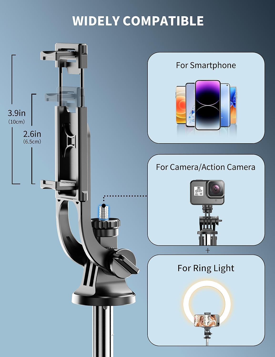 71" Phone Tripod &amp; Selfie Stick, Extendable,&nbsp; Wireless Remote, 360° Rotation