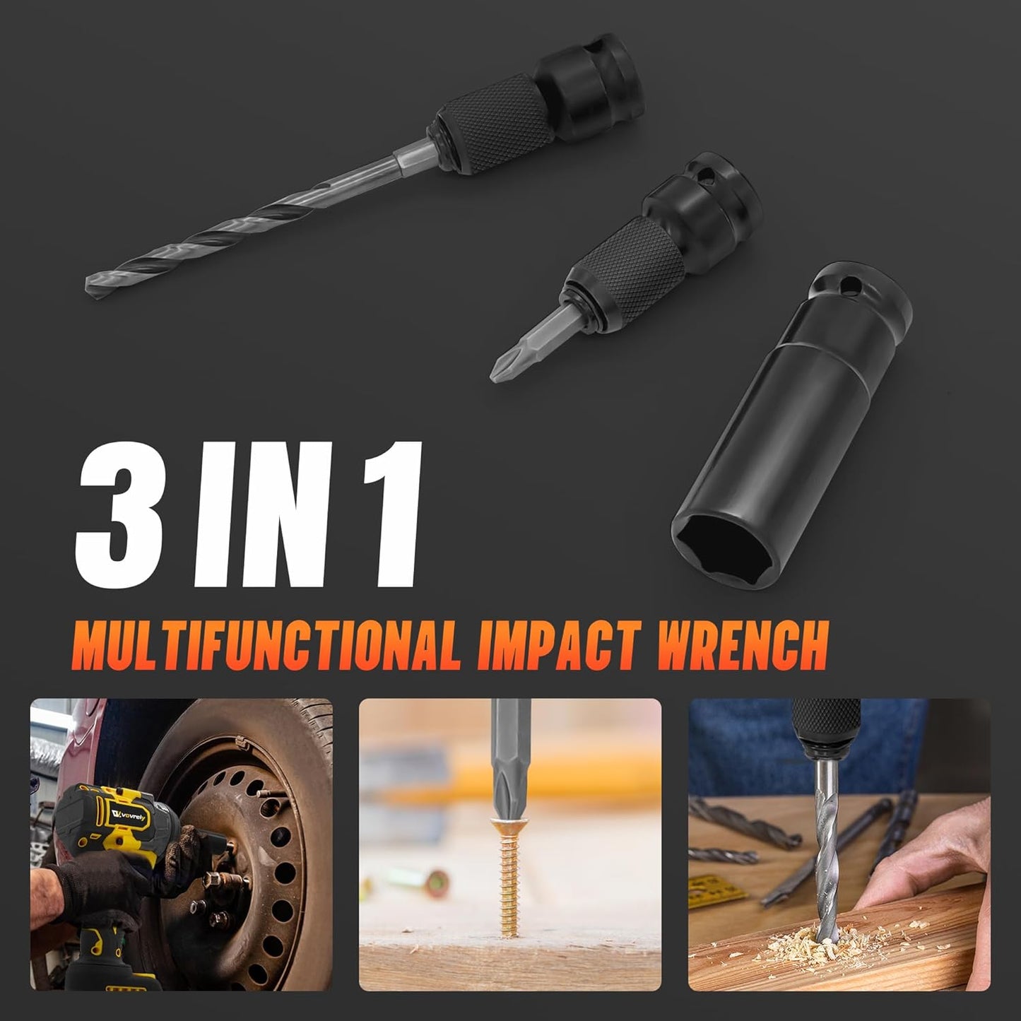 Cordless Impact Wrench 480 Ft-lbs(650N.m) High Torque 1/2 In, 3300RPM Brushless, 2 * 4.0Ah Battery