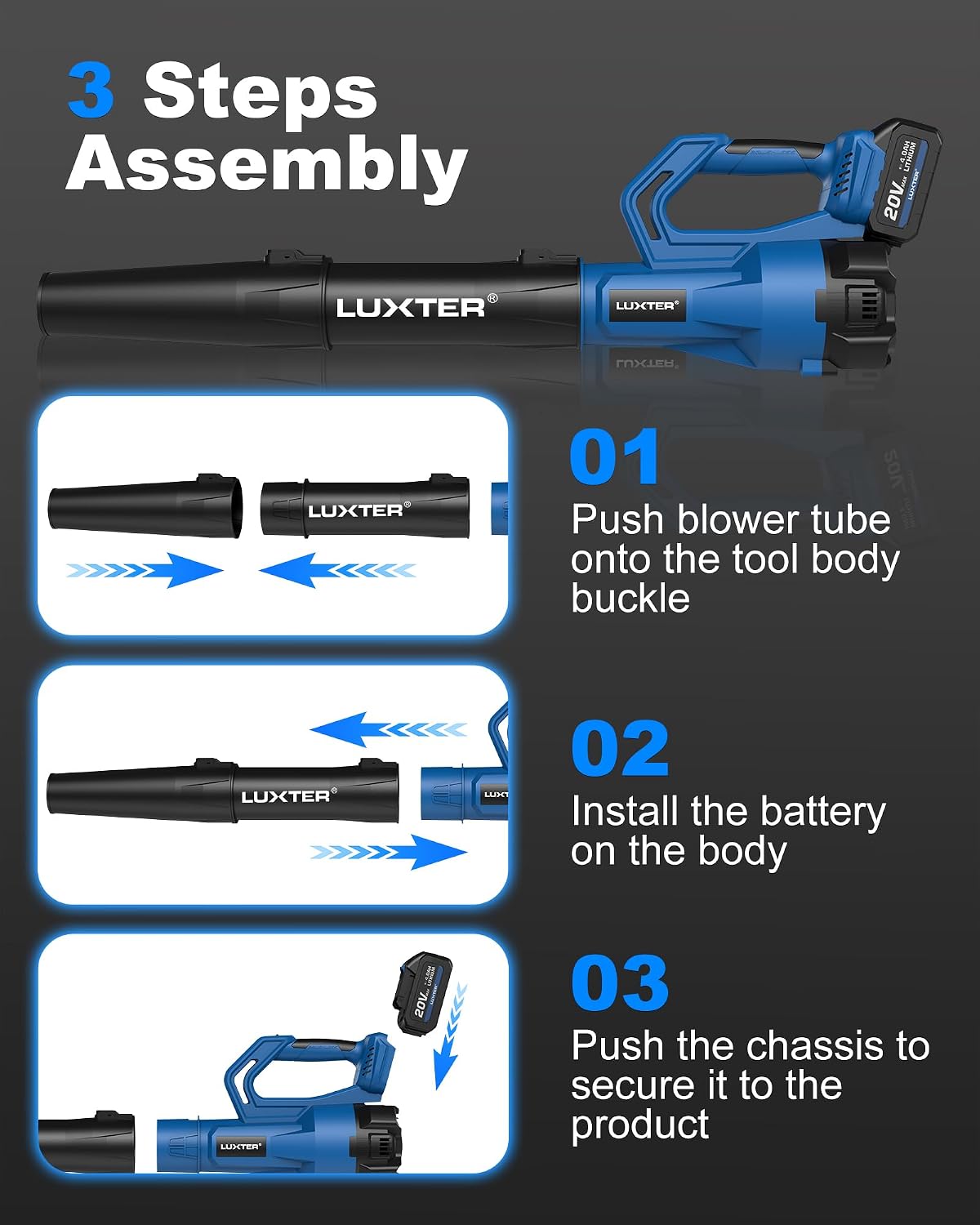 Cordless Leaf Blower 320 CFM &amp; 120 MPH Brushless 2Variable Speed 2 X 4.0Ah Battery