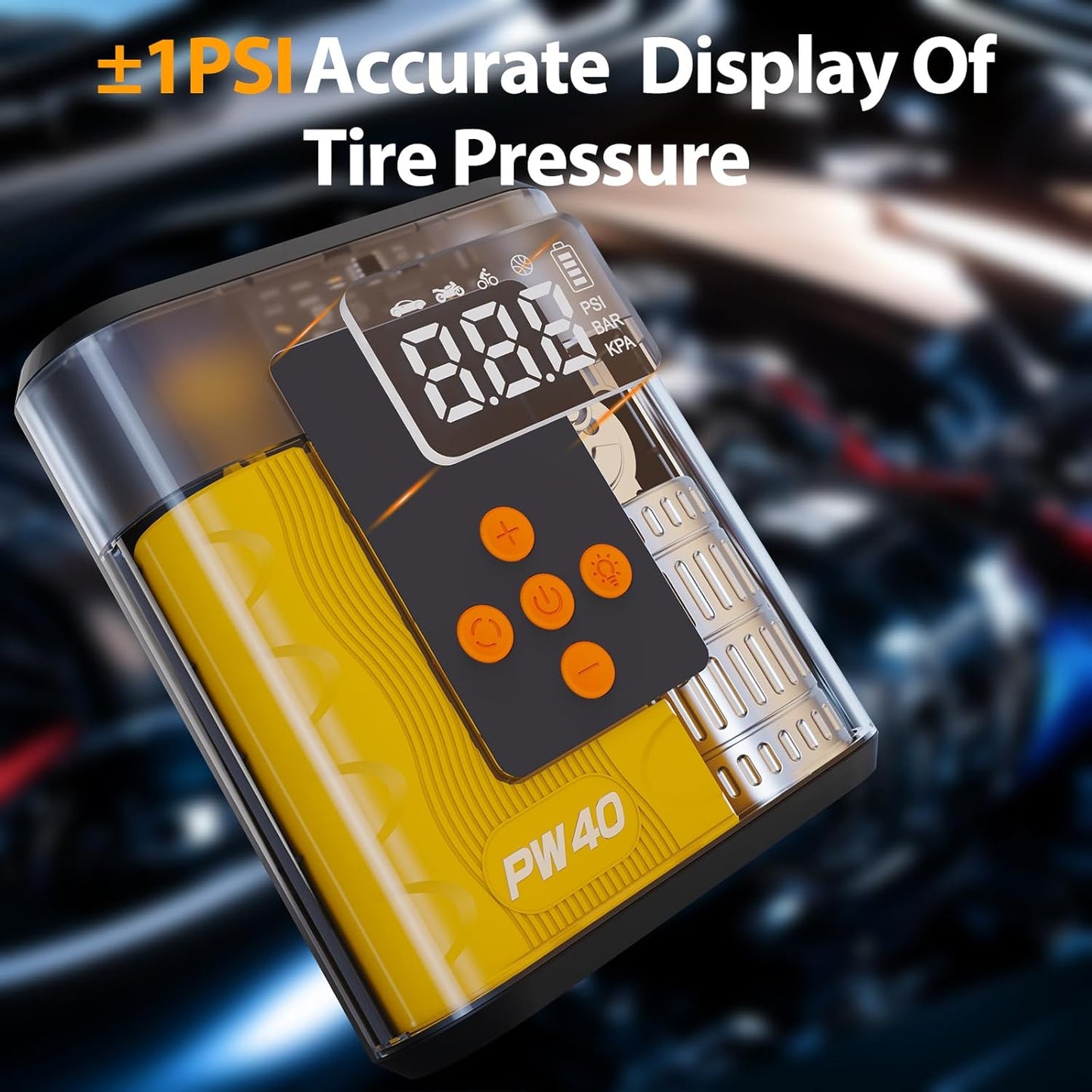 Jump Starter, Air Compressor, 4000A Peak Car Battery Charger, 200 PSI Tire Inflator,Up to 9.0L Gas