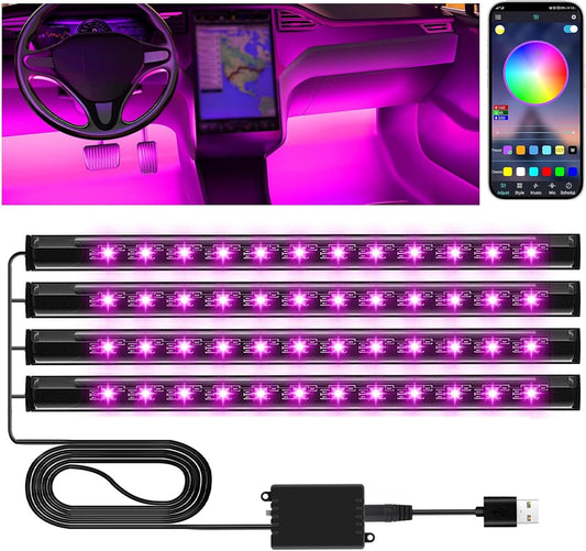 Led Lights Car Accessories Interior, APP Control, USB Port Color Change Lights
