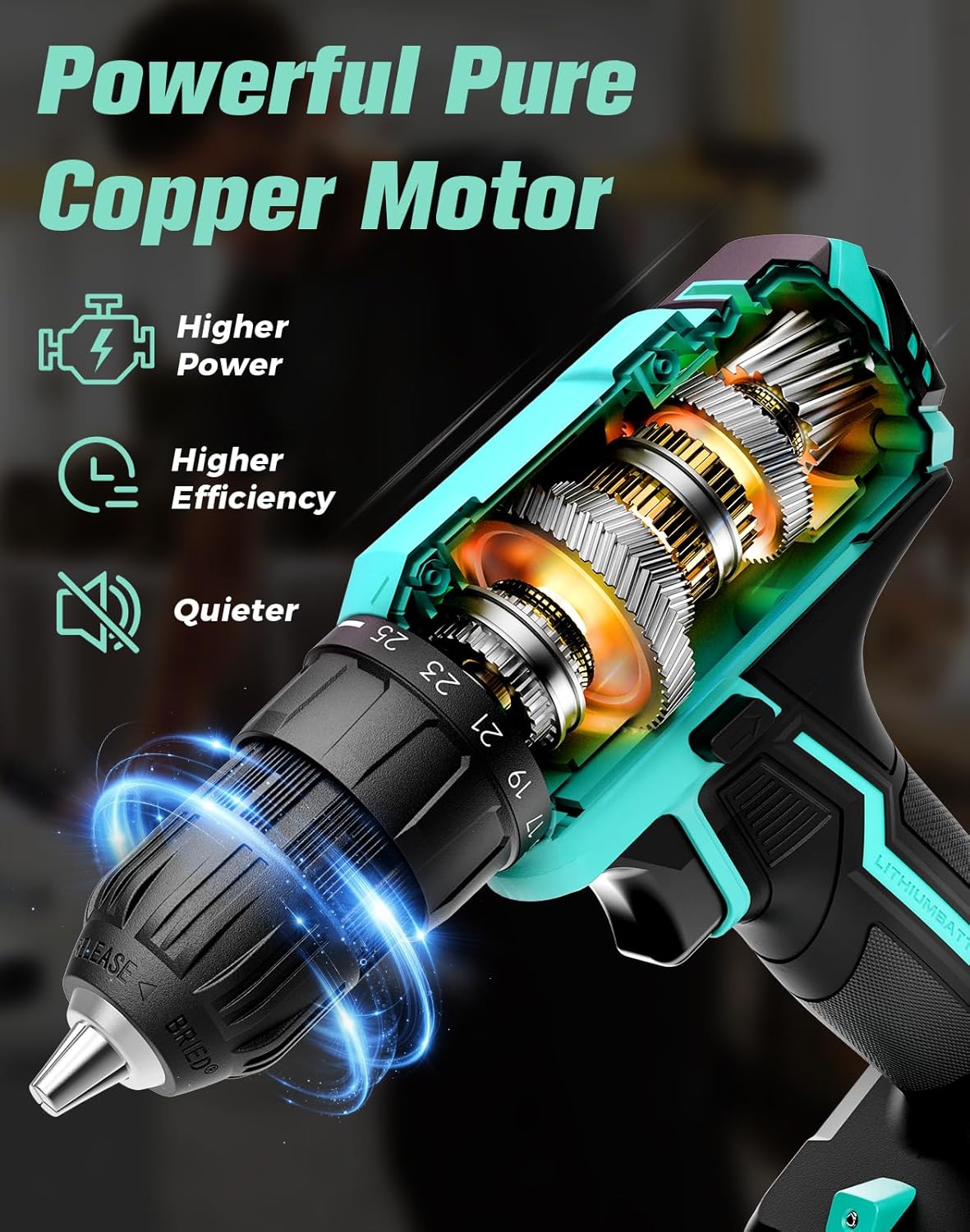 20V MAX Cordless Drill, 2 Batteries &amp; Charger, 3/8 In Keyless Chuck, Variable Speed, 25+1 Position &amp; 56PCS Bits