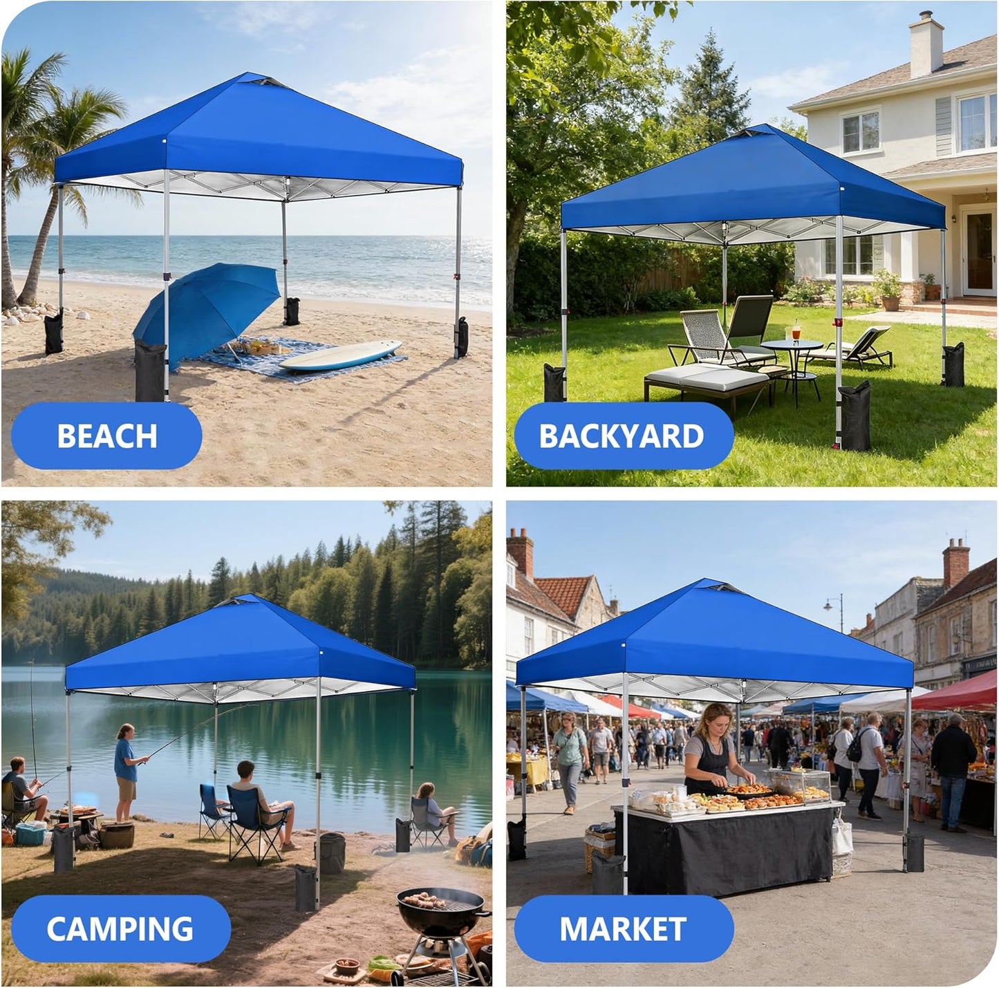 10x10ft Pop Up Canopy Tent, Heavy Duty 1-Person One Push Setup, Portable Outdoor Shelter