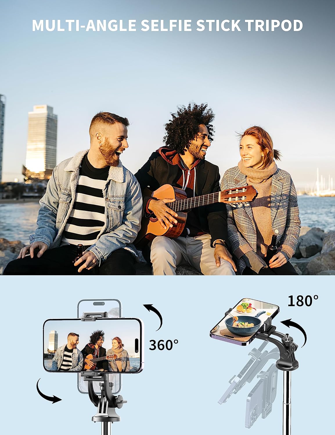 71" Phone Tripod &amp; Selfie Stick, Extendable,&nbsp; Wireless Remote, 360° Rotation