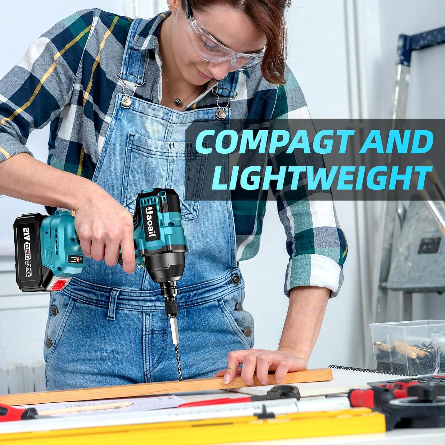 21 V Cordless Impact Wrench, 265Ft-lbs (350N.m) 1/2 Inch, 2x 4.0Ah Batteries, Bits, Impact Driver