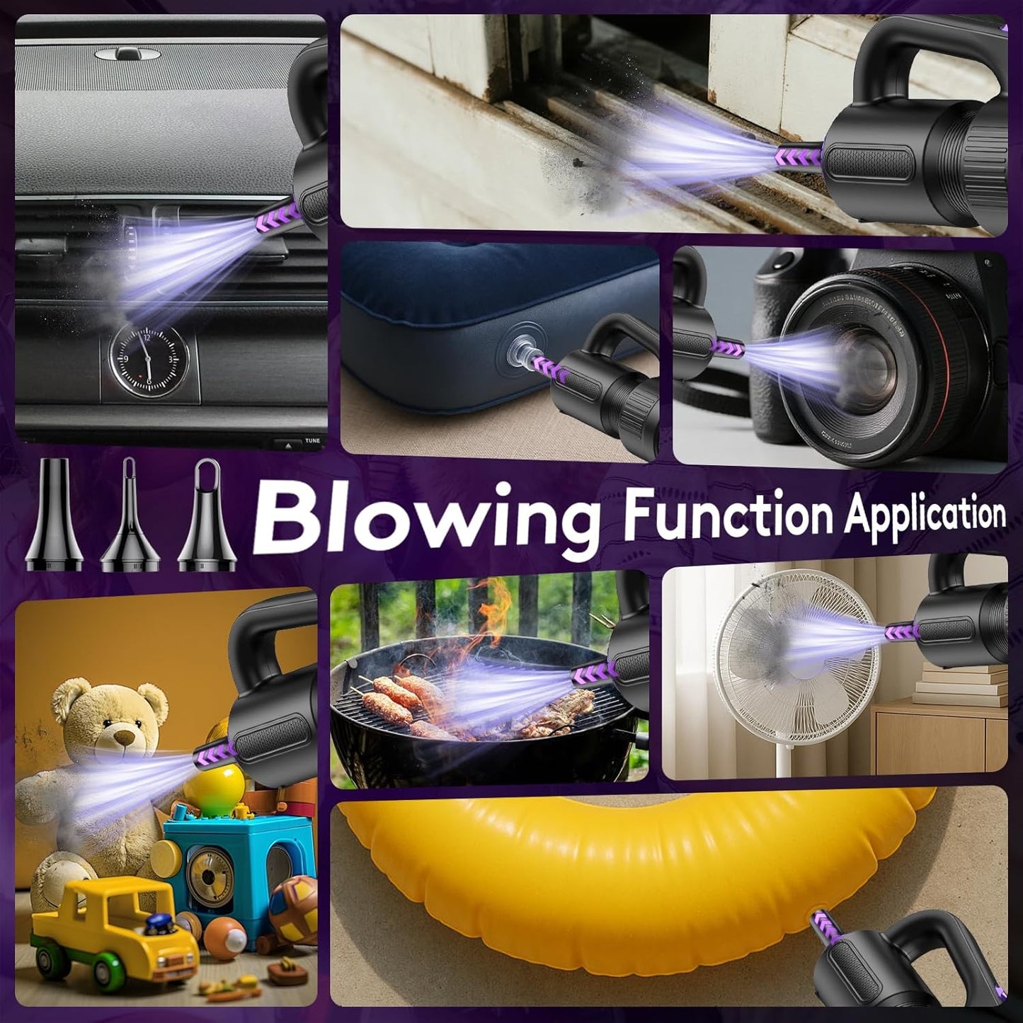 Vacuum Cordless, 20000Pa, 130W Brushless Motor LED Light, 7800mAh Battery, Multi-Nozzles