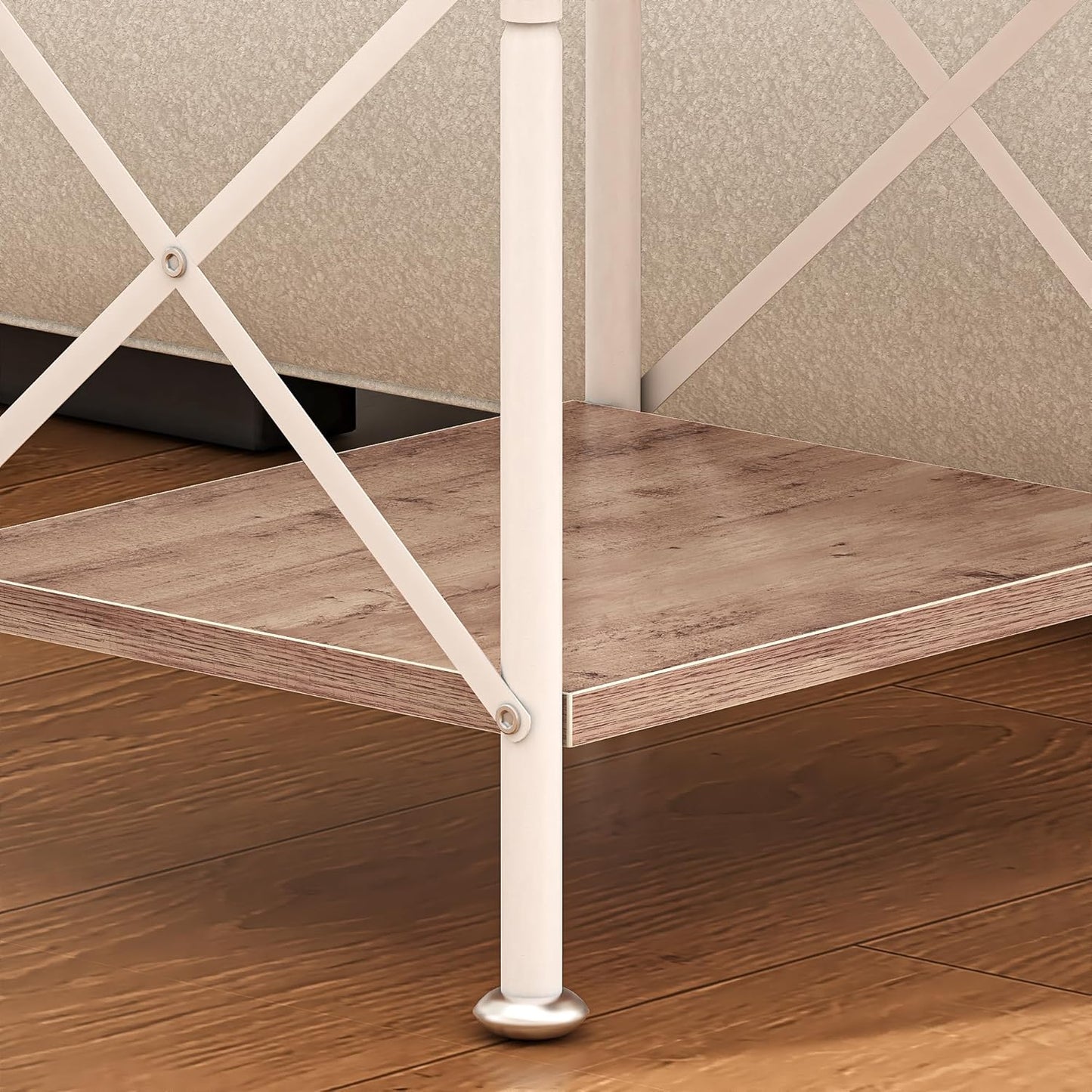 End Tables, Nightstand, Fabric Drawer &amp; Open Shelf, Industrial Metal Frame, Easy Assembly