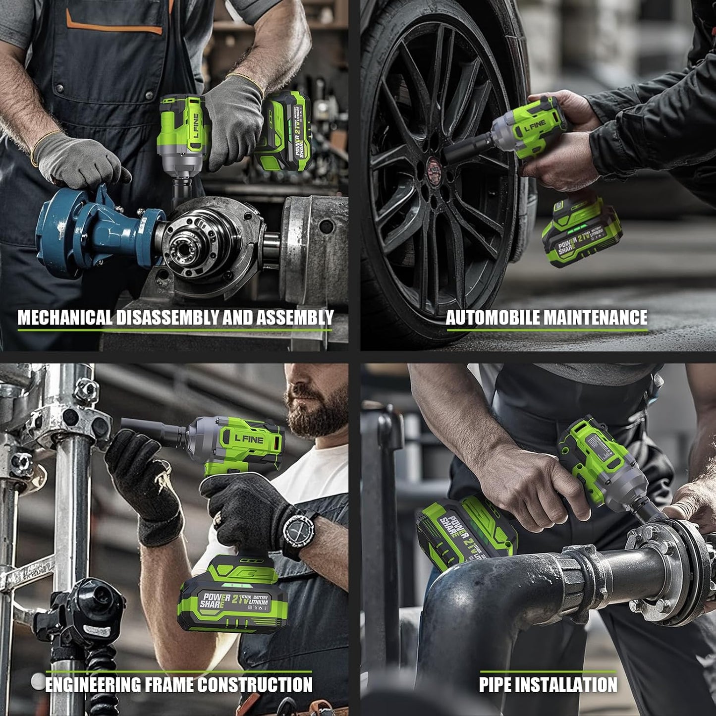 600N.m (405Ft-lbs) 1/2 In Cordless Impact Wrench, 3200RPM Brushless Motor, 2x4.0AhBattery, 5Sockets