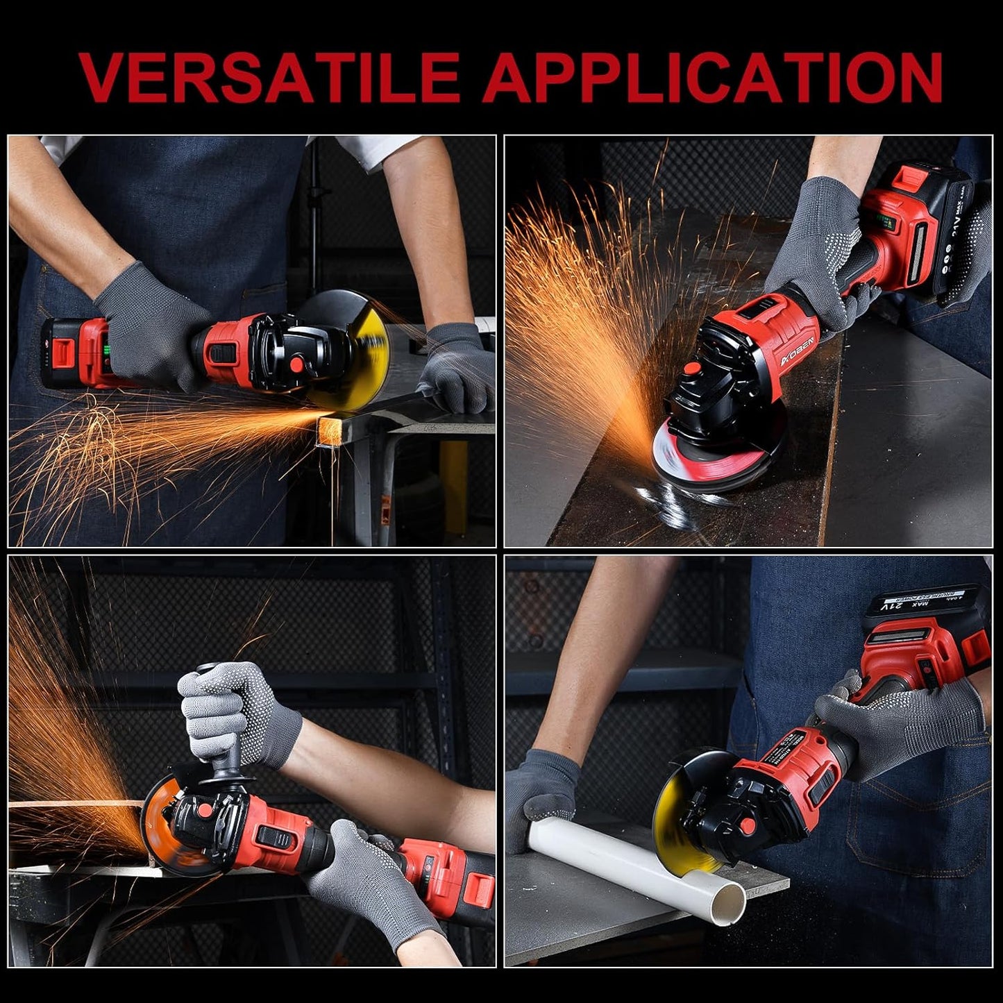 21V Cordless Angle Grinder 4-1/2 In, Brushless Motor, 2x4.0Ah Battery &amp; Charger
