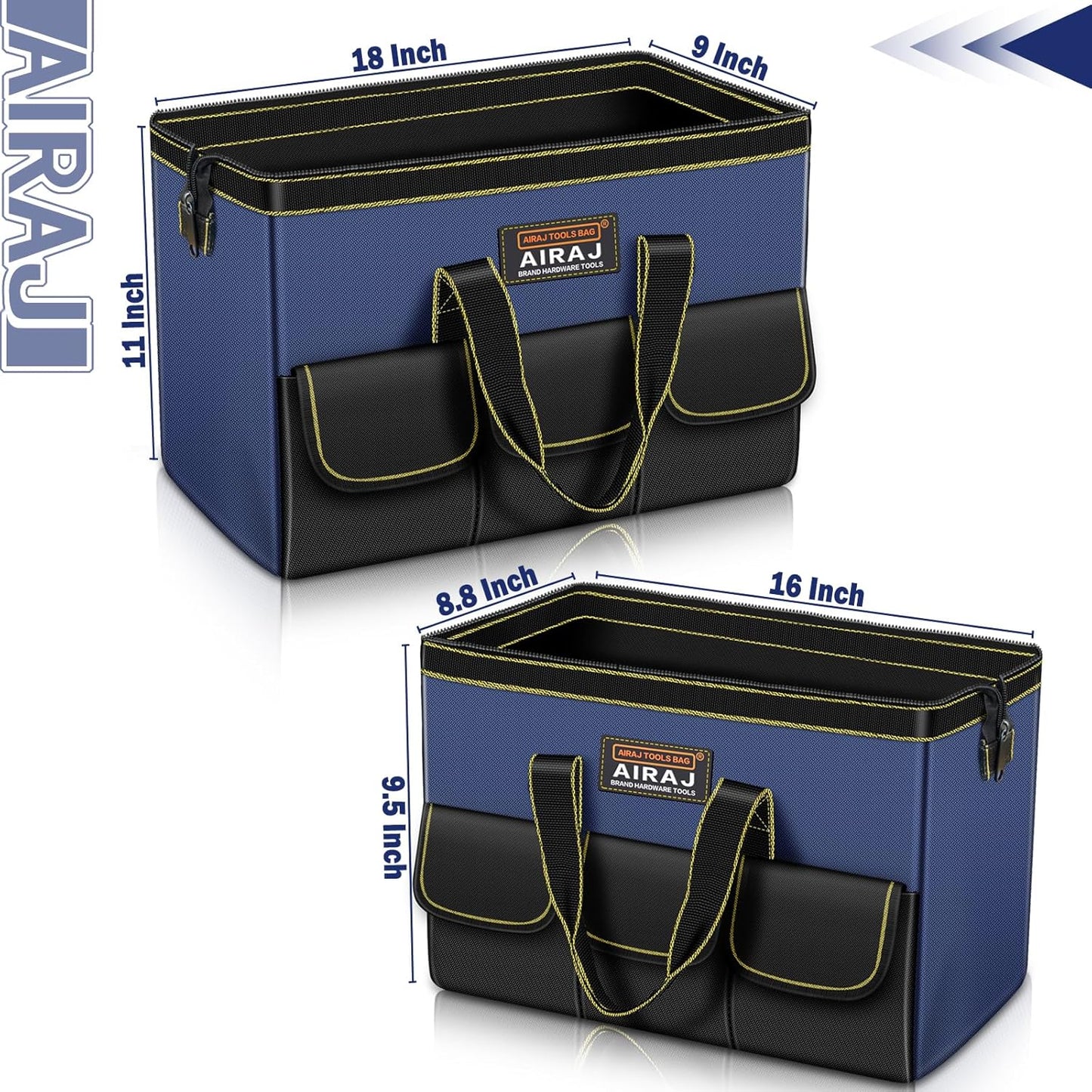 Tool Bag 2-Pack Set 18" &amp; 16" Wide Mouth Tool Organizer for Garage Storage,Professional