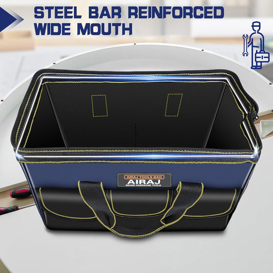Tool Bag 2-Pack Set 18" & 16" Wide Mouth Tool Organizer for Garage Storage,Professional