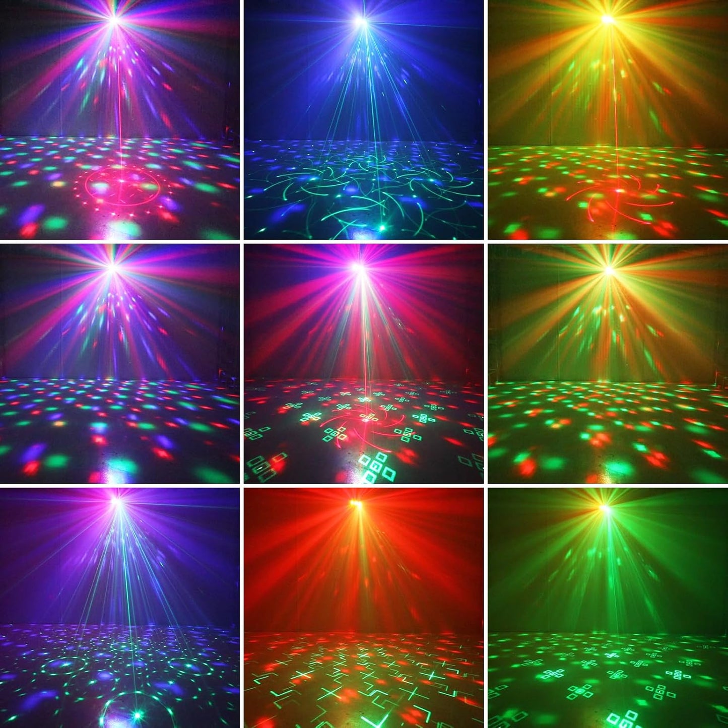 3 in 1 USB Sound Activated Party Light Disco Ball Lights,RGBW 4 Lens Dj Strobe Stage Lighting