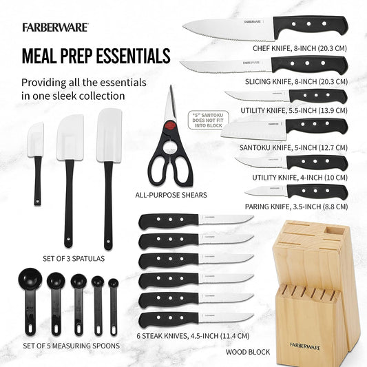 22-Piece Never Needs Sharpening Triple Rivet High-Carbon Stainless Steel Knives