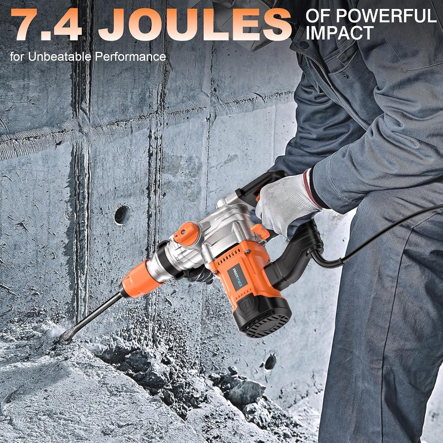 1-1/4 In SDS-Plus 13 Amp Heavy Duty Rotary Hammer Drill, Safety Clutch 3 Functions,VibrationControl