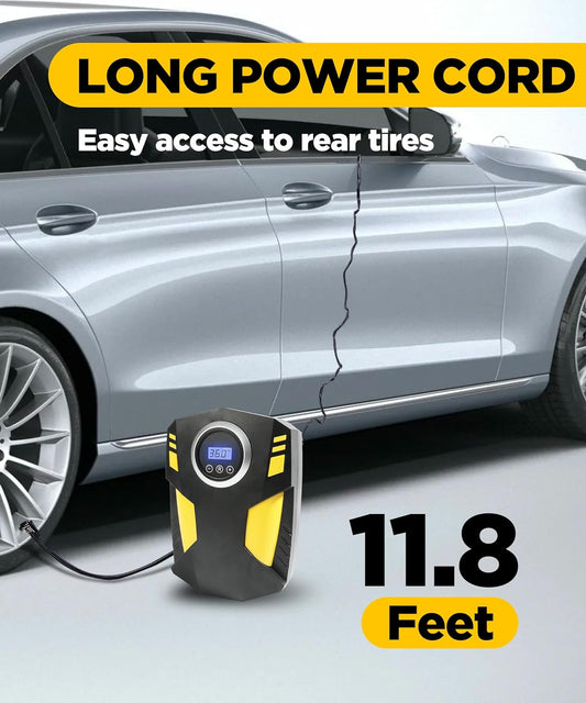 Tire Inflator Portable Air Compressor,12V DC, Digital Pressure Gauge,150 PSI Auto Shut Off LED