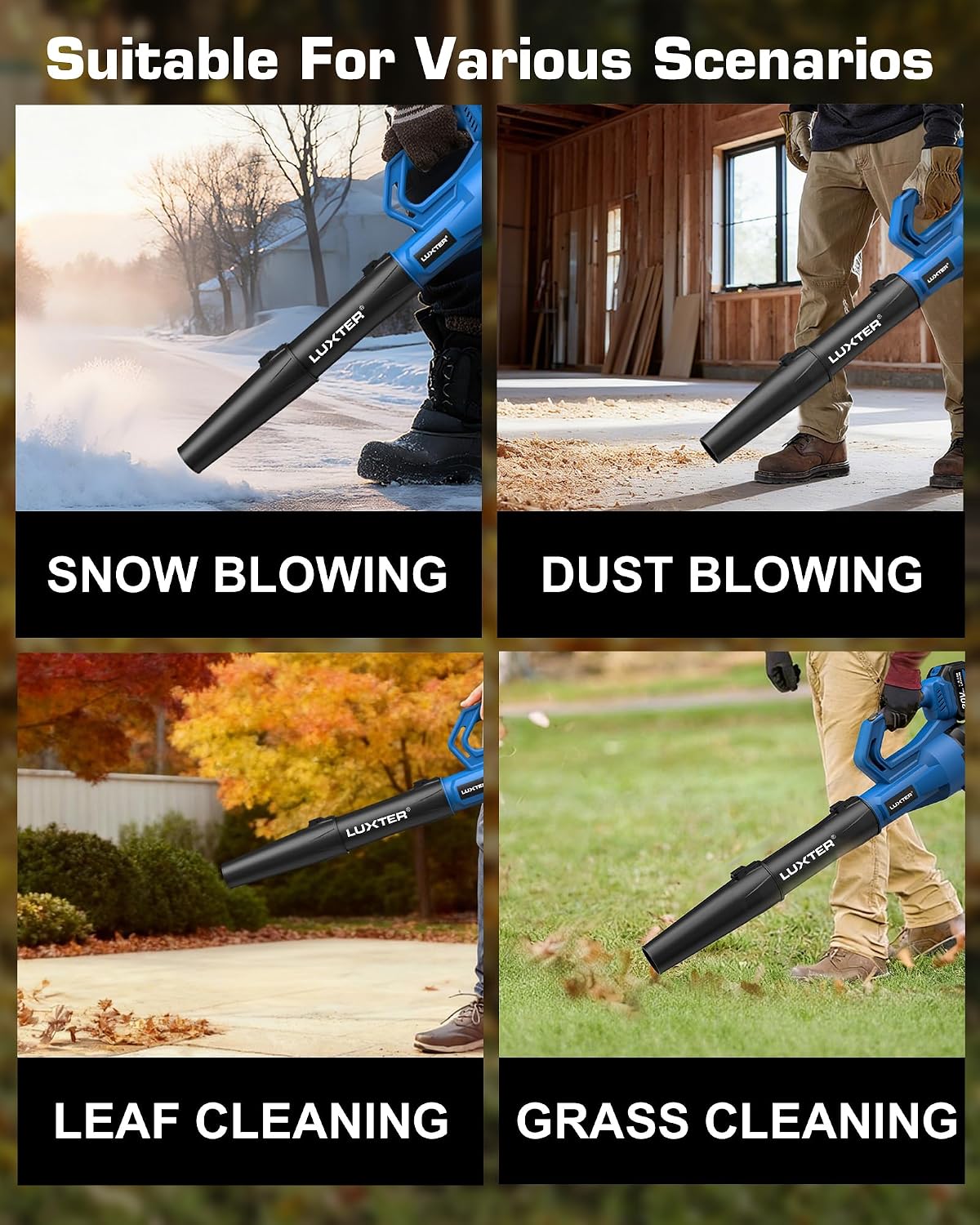Cordless Leaf Blower 320 CFM &amp; 120 MPH Brushless 2Variable Speed 2 X 4.0Ah Battery