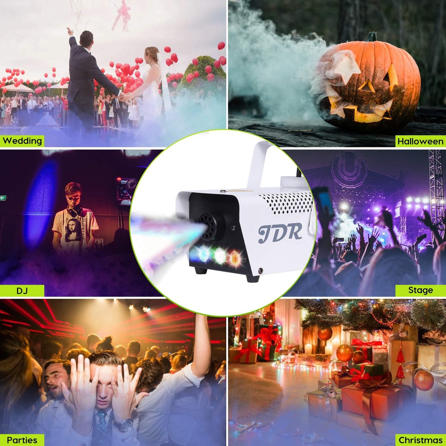 Fog Machine Controllable LED 500W &amp; 2000CFM Wireless and Wired Remote Control Fuse Protection