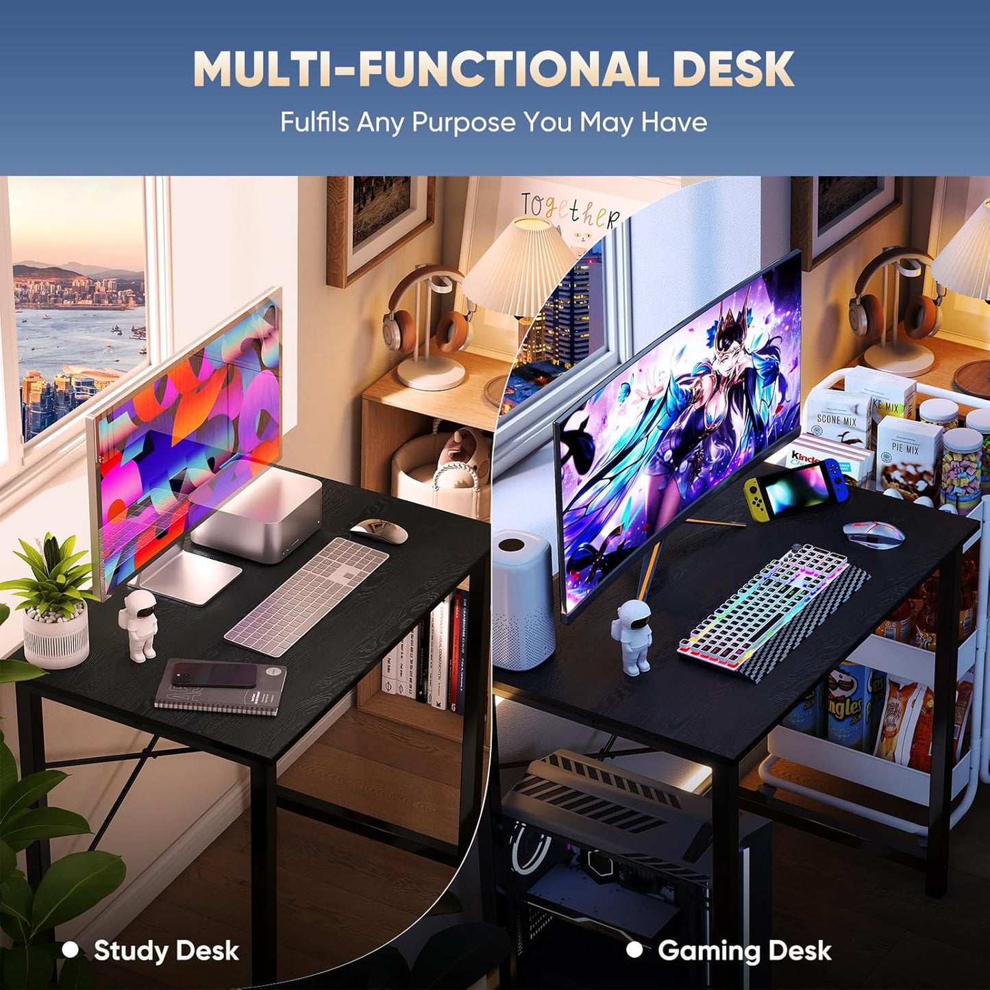 32 inch Small Computer Desk for Home Office, X-Shaped Reinforcement, Black