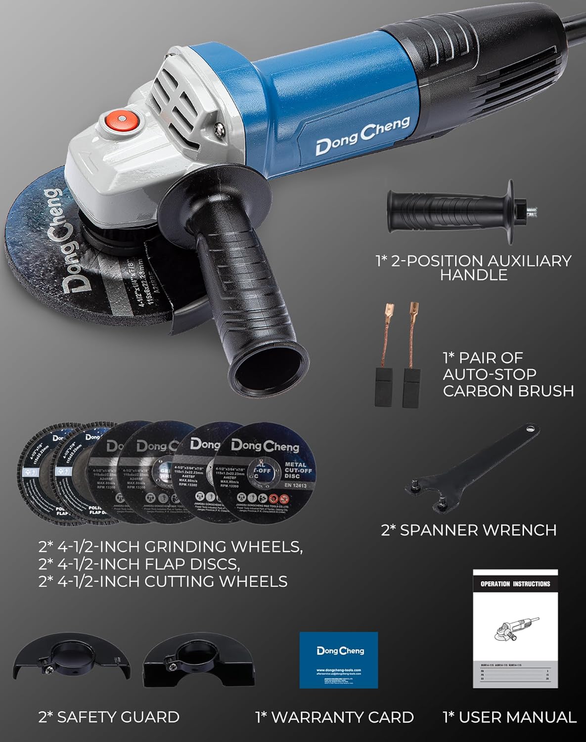 Angle Grinder 4-1/2 in 6.7-Amp Paddle Switch Cut off Tool 11800RPM Electric Grinder Power Tools