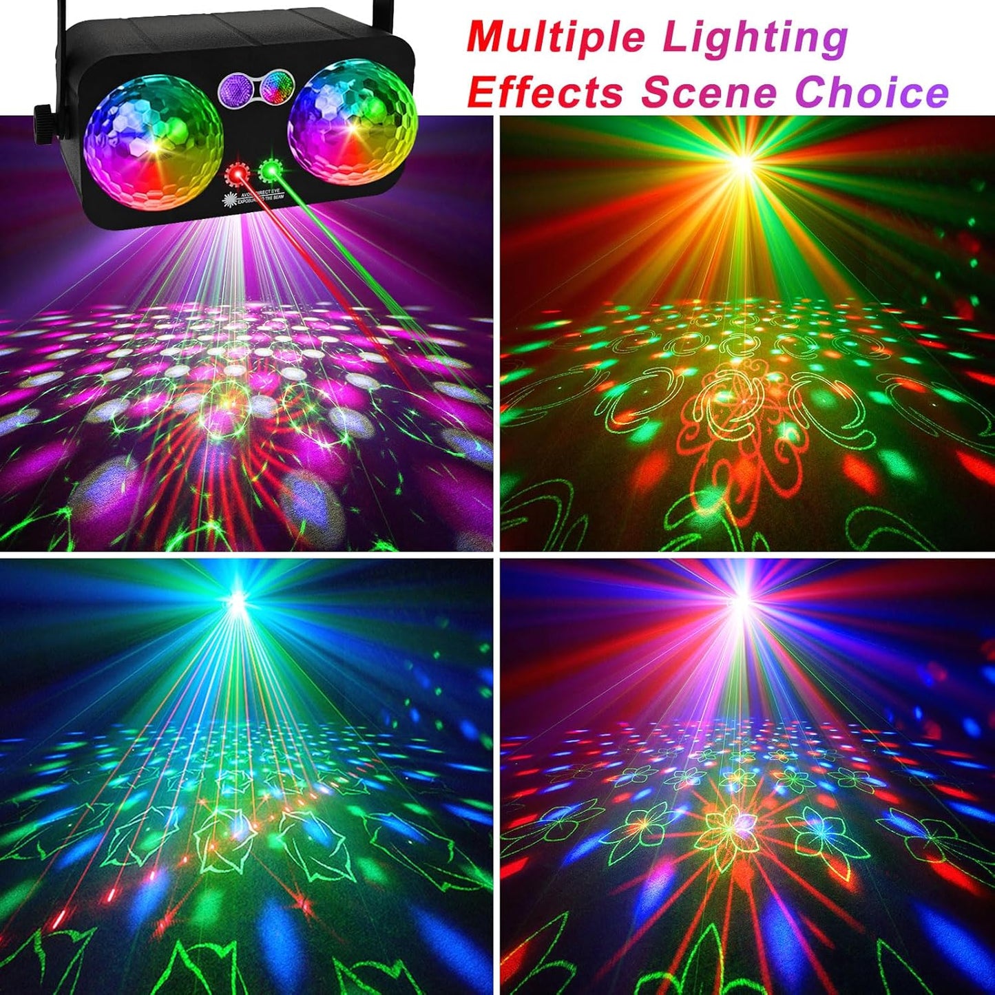 Party Lights Dj Disco Ball Light, 10 ft USB Cable 5V/3A Sound Activated Strobe Stage Lighting
