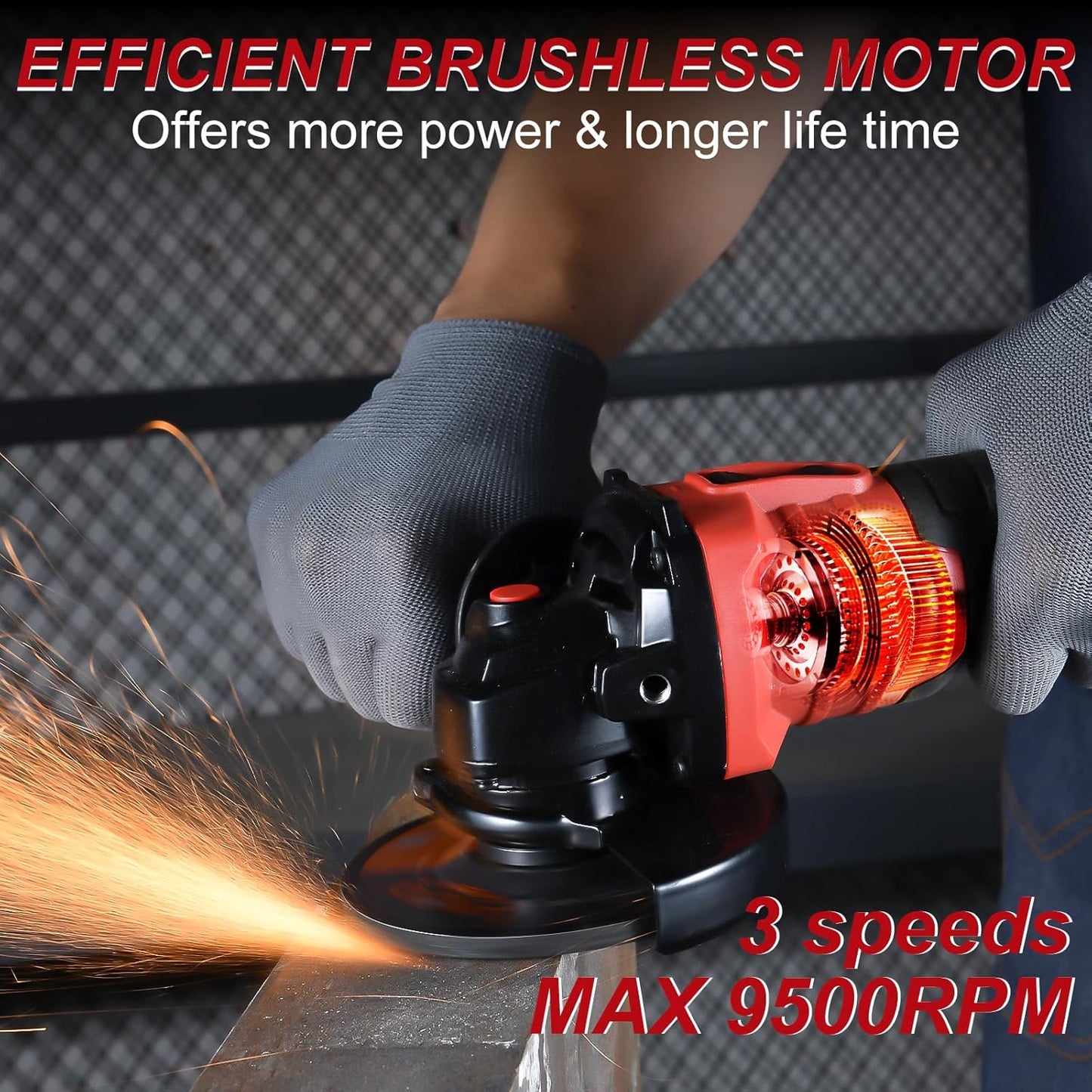 21V Cordless Angle Grinder 4-1/2 In, Brushless Motor, 2x4.0Ah Battery &amp; Charger