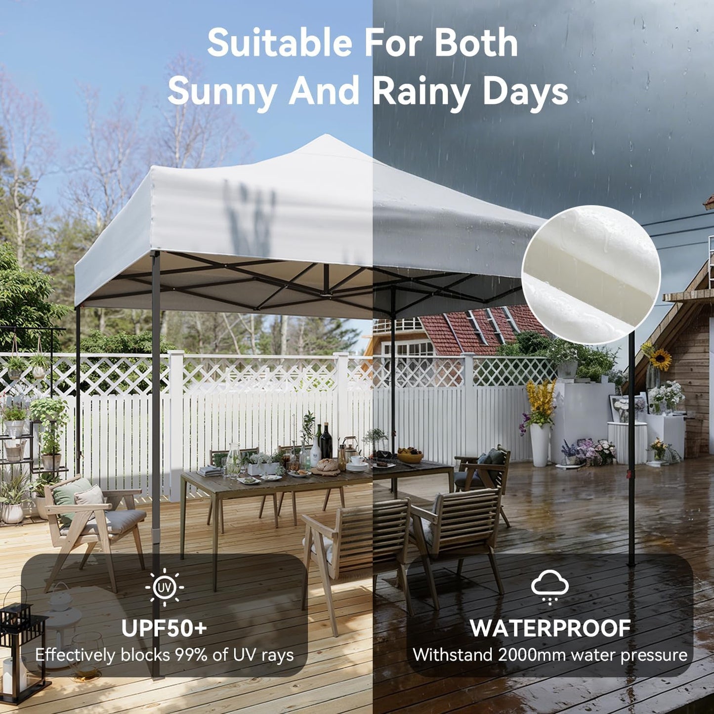 10x10 Pop Up Canopy, One Push Instant Canopy Tent, 4 Sandbags &amp; 8 Stakes