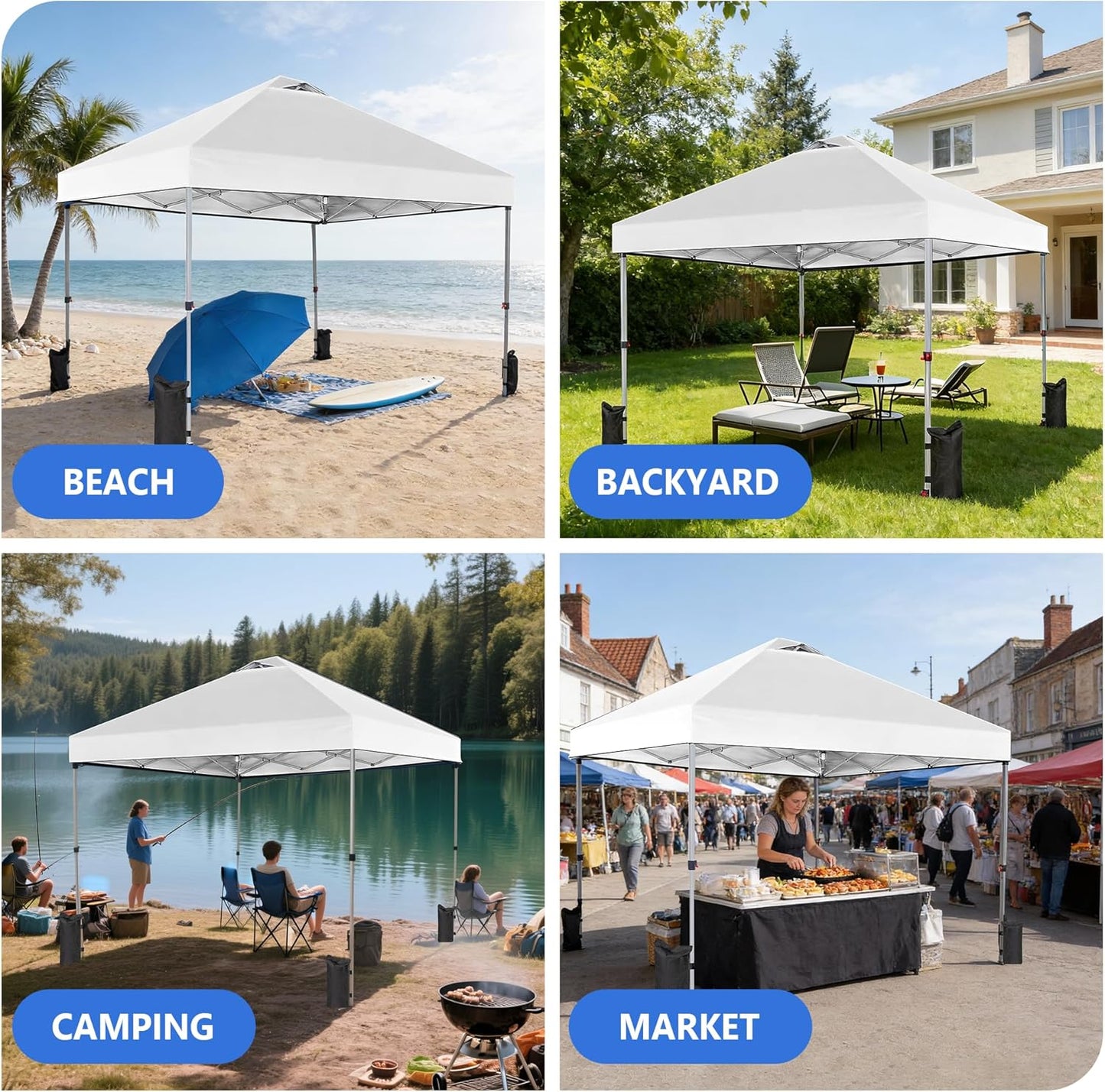 10x10ft Pop Up Canopy Tent, Heavy Duty 1-Person One Push Setup, Portable Outdoor Shelter