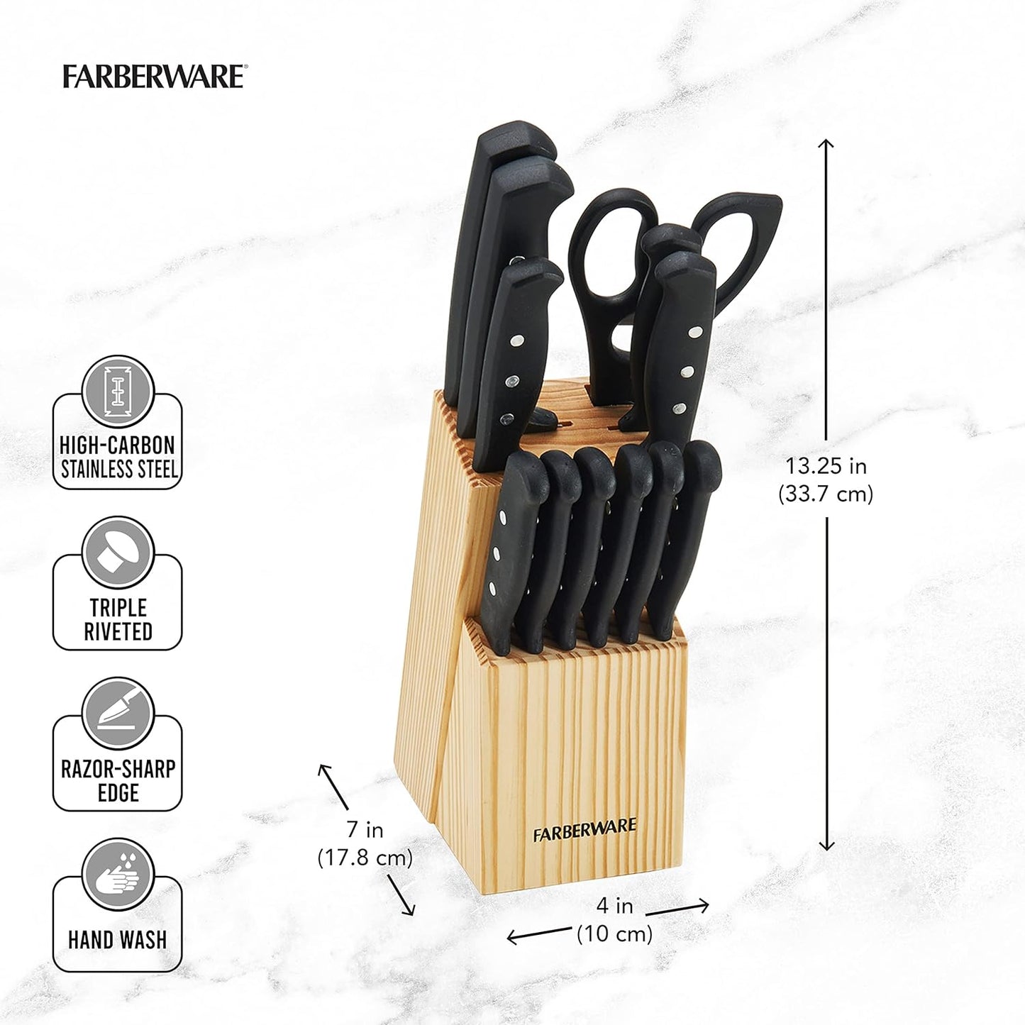 22-Piece Never Needs Sharpening Triple Rivet High-Carbon Stainless Steel Knives