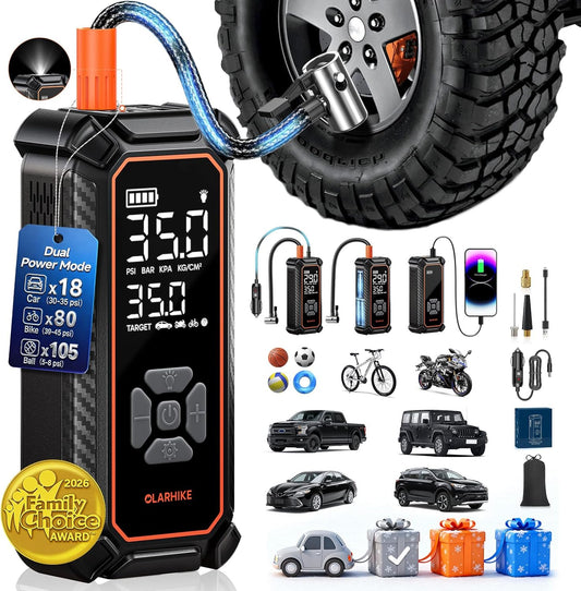 Cordless Tire Inflator, 150PSI Dual Power - 6000mAh & 12V DC, LED & Digital Pressure Gauge