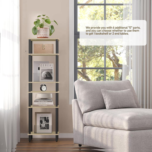 Set of 2 End Table, Side Table, Nightstand, 3-Tier Storage Shelf, Couch Table for Small Space