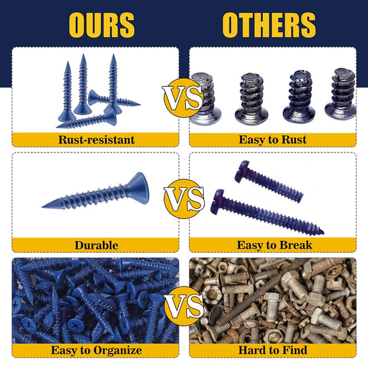 100Pcs 3/16 x 1-1/4" Concrete Screw Anchor - Flat Phillips Head Brick Screws