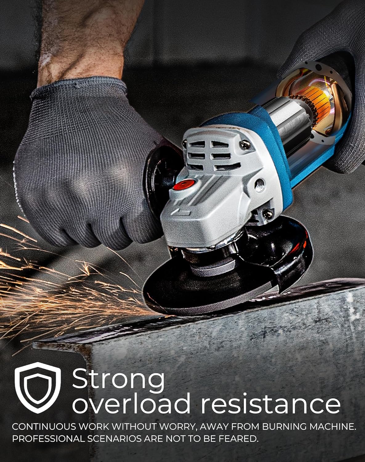 Angle Grinder 4-1/2 in 6.7-Amp Paddle Switch Cut off Tool 11800RPM Electric Grinder Power Tools