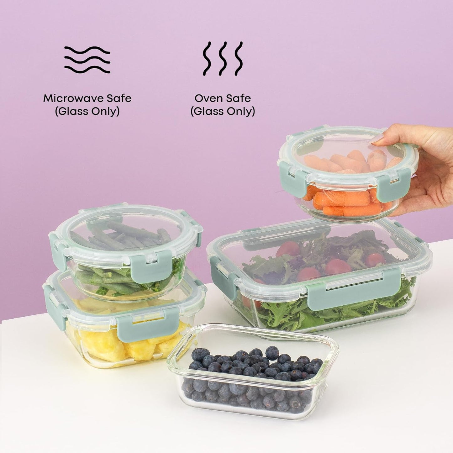 12 Airtight, Freezer Safe Food Storage Glass Containers and 12 Lids