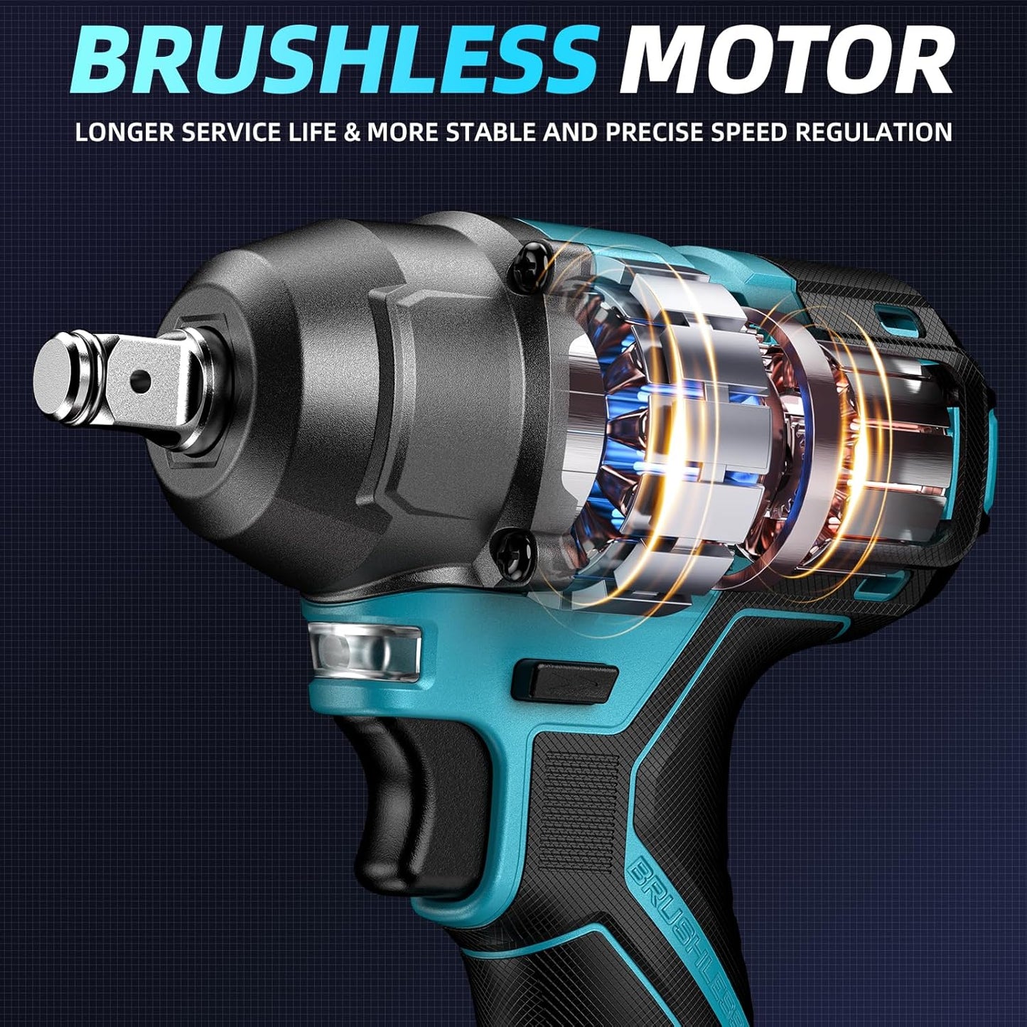 21 V Cordless Impact Wrench, 265Ft-lbs (350N.m) 1/2 Inch, 2x 4.0Ah Batteries, Bits, Impact Driver