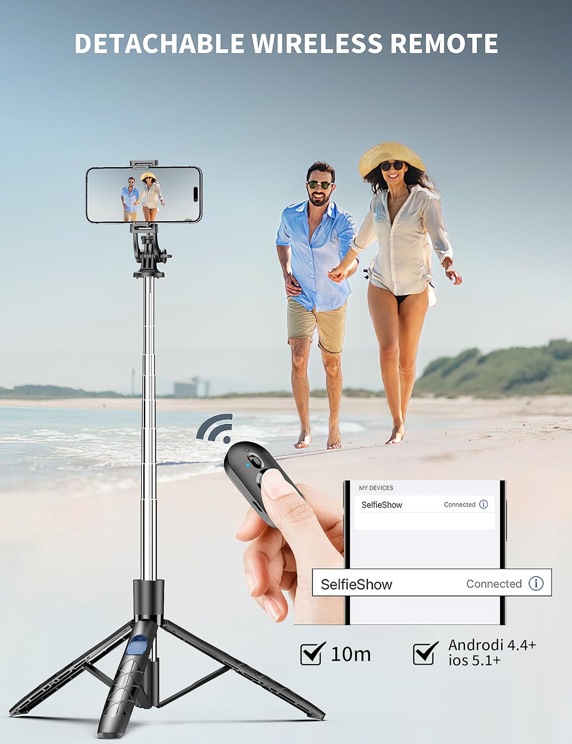 71" Phone Tripod &amp; Selfie Stick, Extendable,&nbsp; Wireless Remote, 360° Rotation