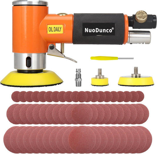 1/2/3 In Mini Random Orbital Air Pneumatic Sander Kit, Auto Body Work, 60Pcs 1"2"3" Hook&amp;Loop