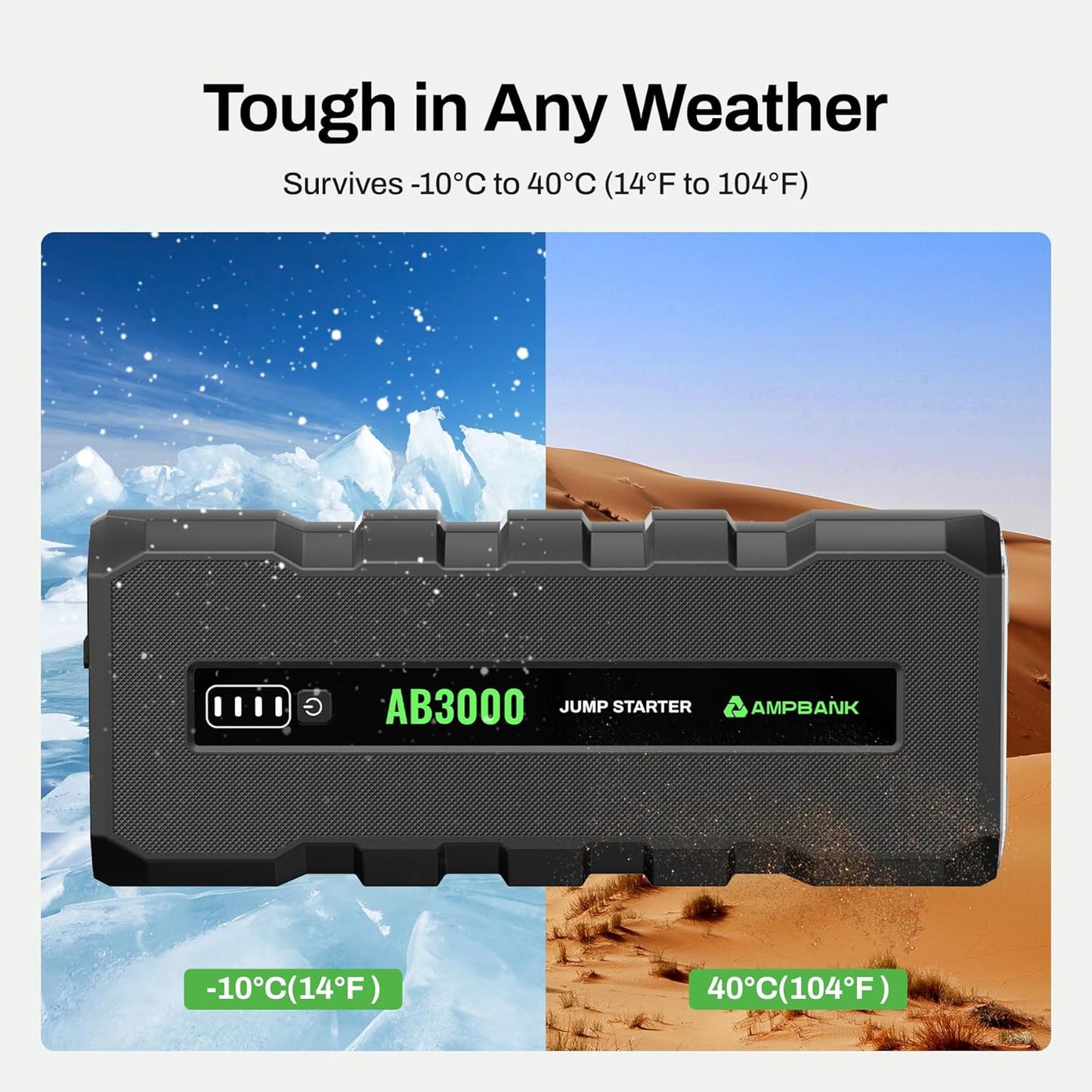 12V Battery Jump Starter 3000A, Portable, Up to 6.0L Gasoline &amp; 4.0L Diesel Engines