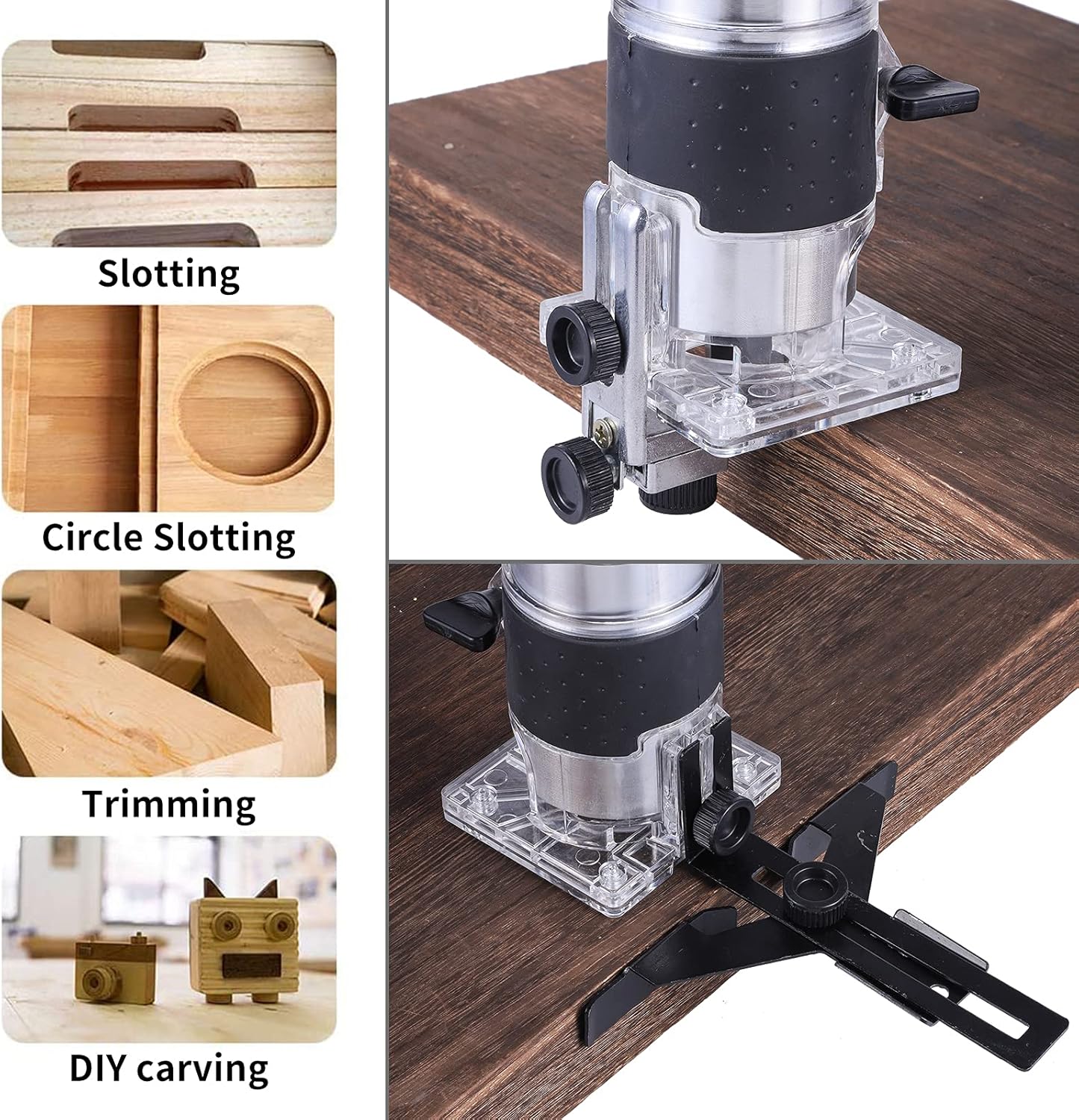 Electric Hand Wood Router, Edge Trimmer, 15PCS 1/4" Laminate Milling Engraving 110V 800W 30000R/MIN