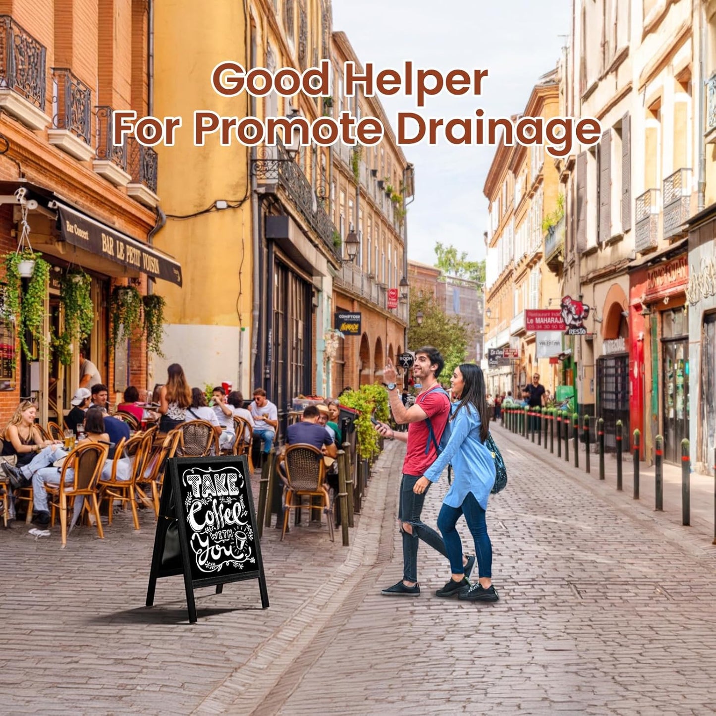 A Frame Chalkboard Sign, 40"x20" Extra Large Sidewalk, Wooden, Markers, Double-Sided Magnetic