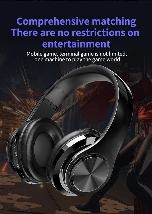 Wireless Bluetooth 5.0 Headphone, Microphone On-Ear Headset Stereo Sound Sports Gaming Foldable