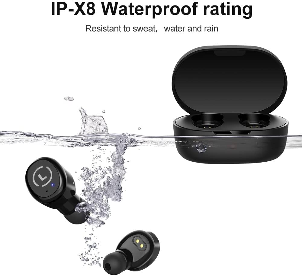 Wireless Earbuds Bluetooth 5.0 Light-Weight, Touch Control, Wireless Charging Case IPX8 Waterproof
