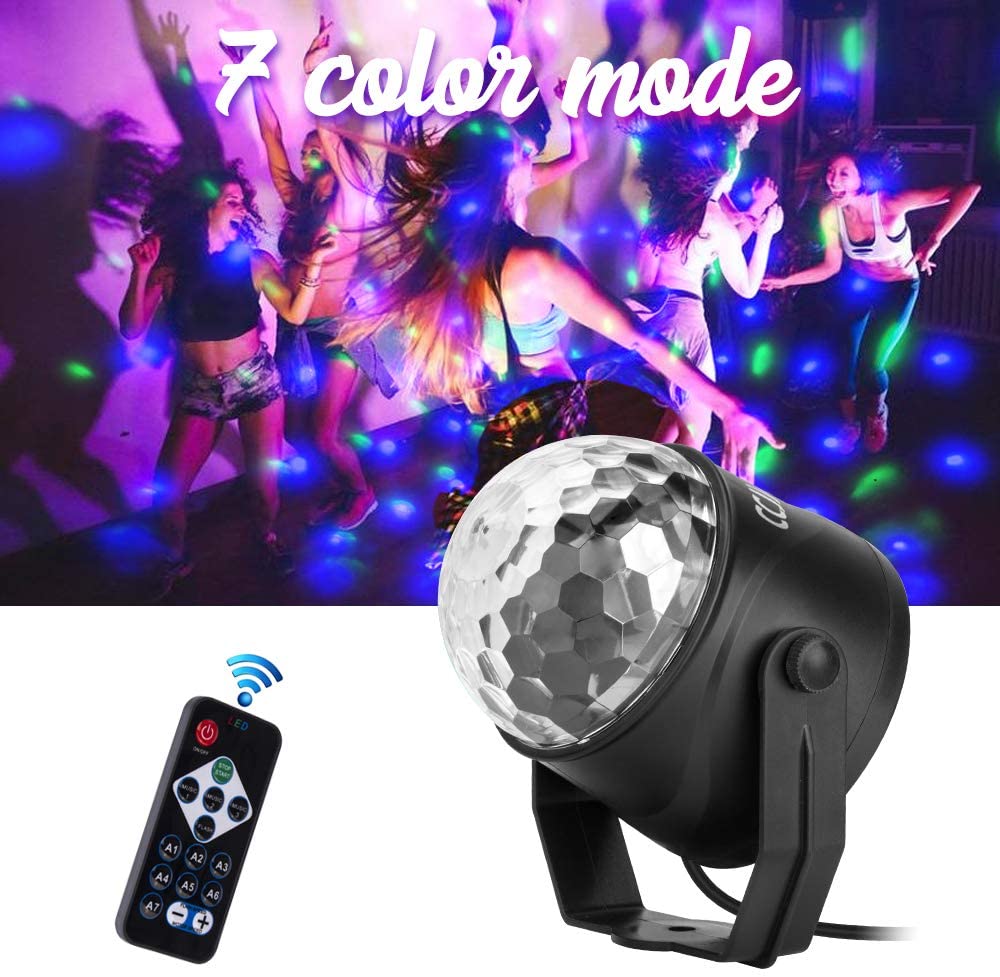 Disco Party Ball Lights, Sound Activated with Remote Control 7 Color RGB Disco Strobe Light