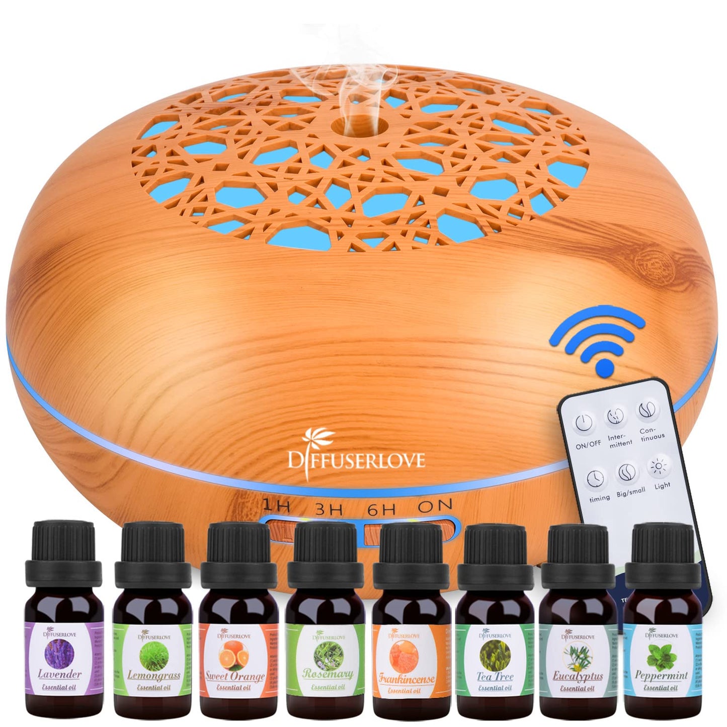 Diffuser 550ML Remote Control Essential Oil Humidifier,7 Color LED Lights Waterless Auto Shut-off