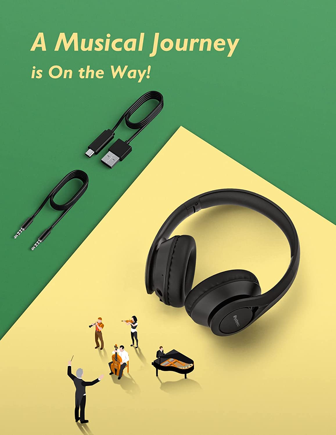 Bluetooth Headphones, 60H Playtime, Bluetooth 5.0,Built-in Mic, Foldable Wired Wireless Headset