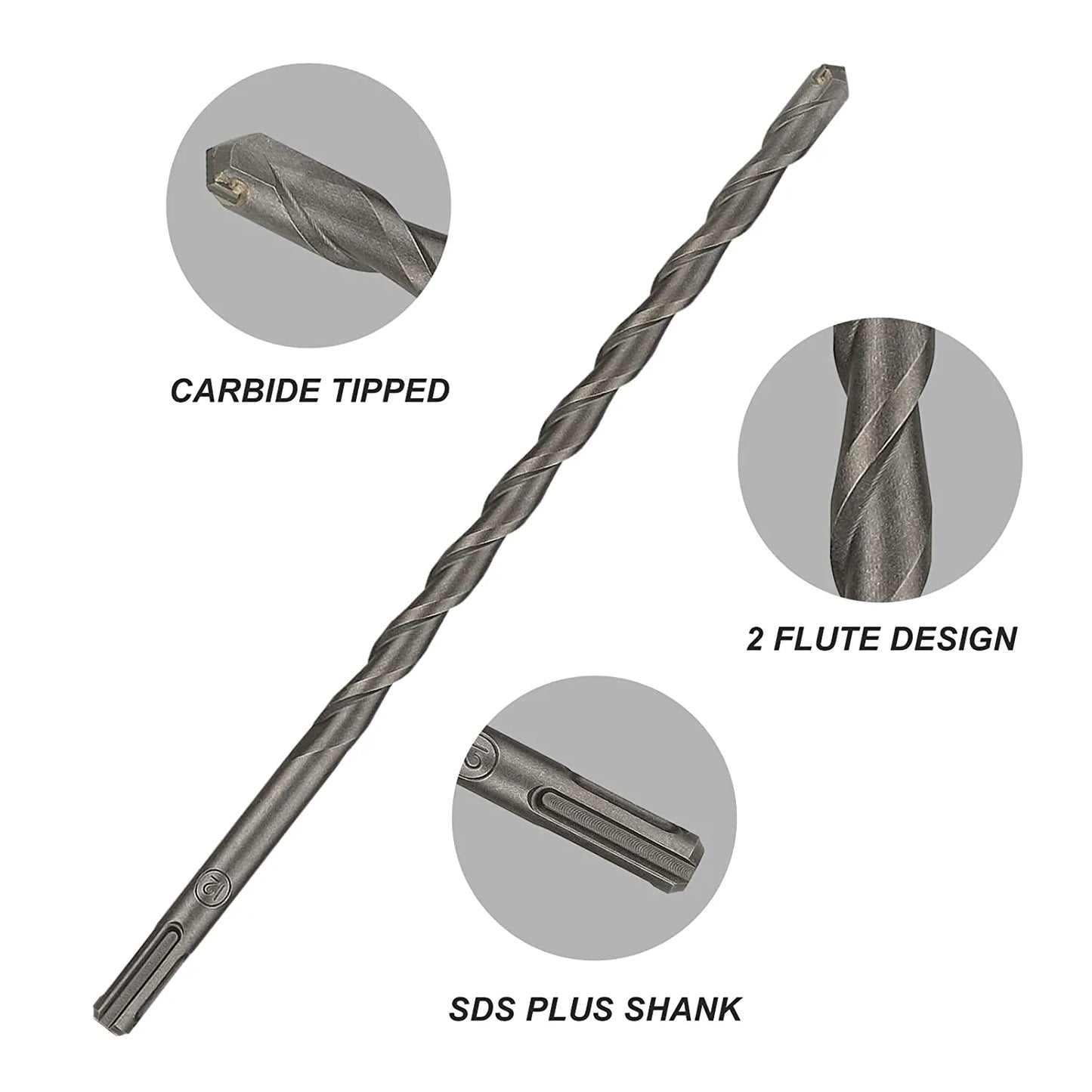Hammer Drill Bits & Chisel Set, Carbide Tripped SDS Plus Masonry, Concrete,Stone,Brick, StorageCase